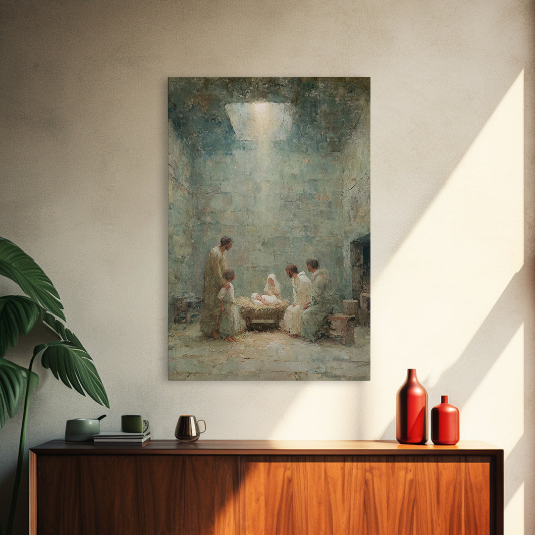 Blessed Nativity, Framed Canvas Print, Christian Wall Art, Christian Christmas Art, Christmas Wall Art, Christian Art Print, Christian Chri