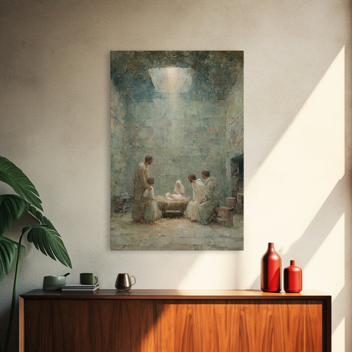 Blessed Nativity, Framed Canvas Print, Christian Wall Art, Christian Christmas Art, Christmas Wall Art, Christian Art Print, Christian Chri