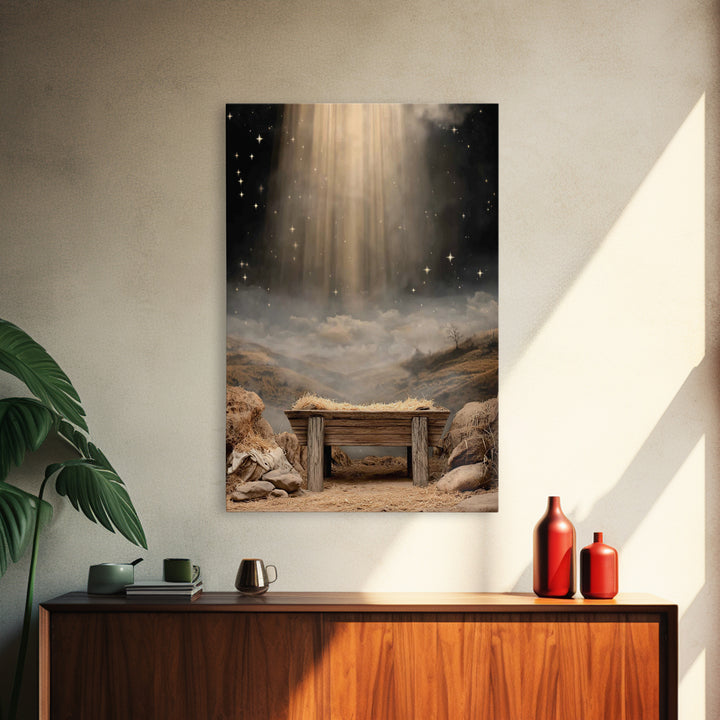 Star of Bethlehem Glow – Framed Canvas Print – Christian Art Canvas – Jesus Art – Christian Wall Art – Christmas Art – Christian Decor