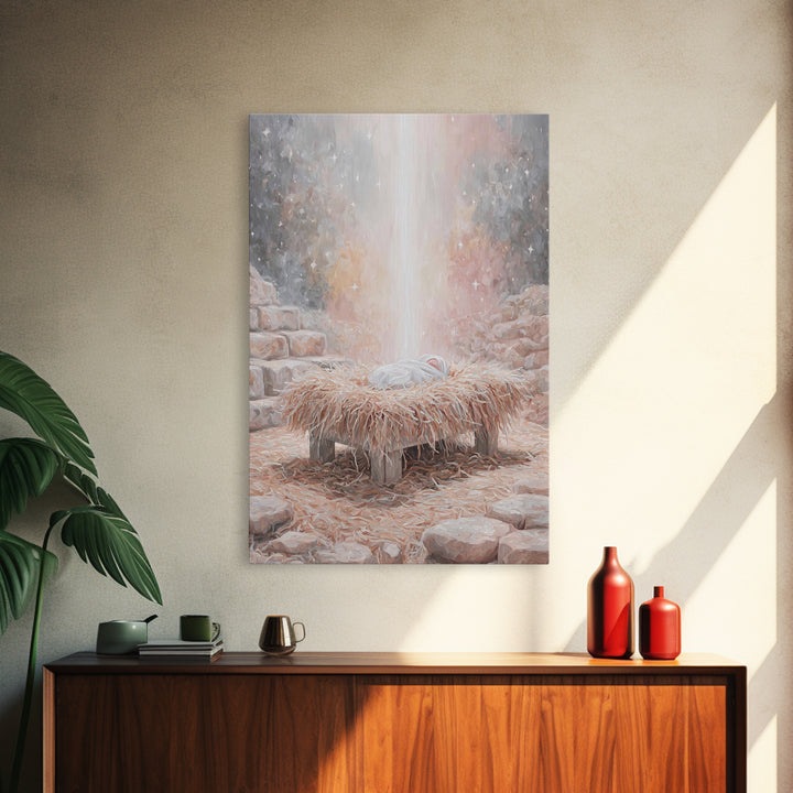 Sacred Night Hush – Framed Canvas Print – Jesus Art – Christian Decor – Christian Art Canvas – Christian Wall Art – Christmas Art