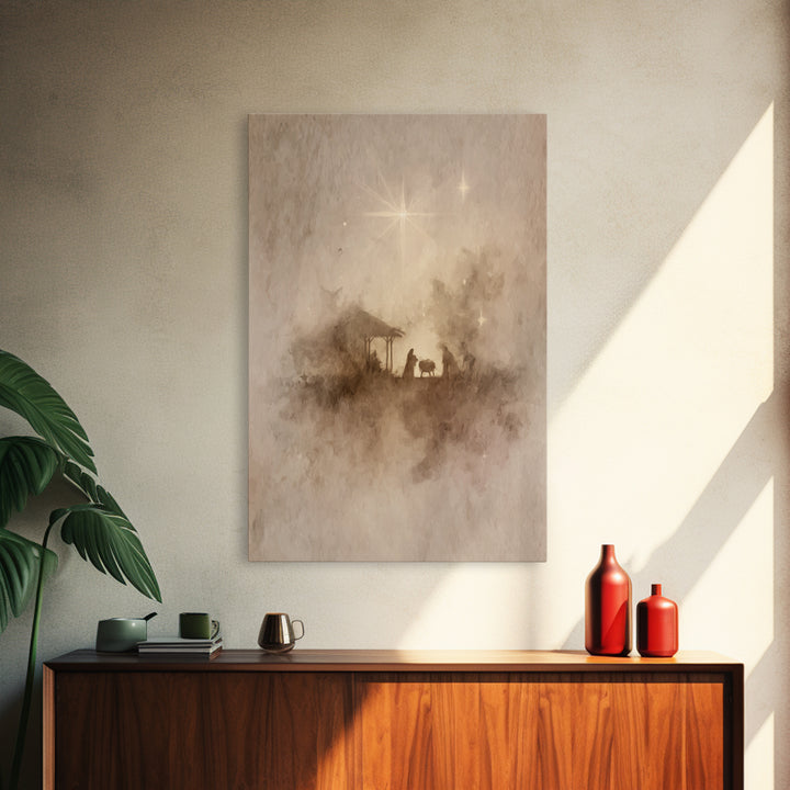 Adoration Starrise – Framed Canvas Print – Christmas Art – Christian Art Canvas – Christian Decor – Jesus Art – Christian Wall Art
