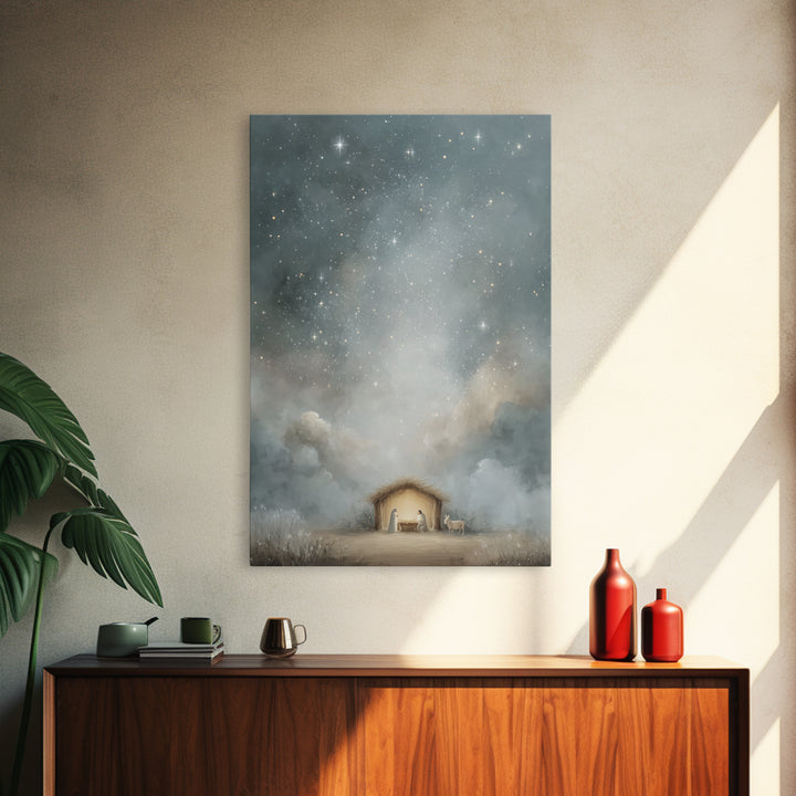 Silent Holy Sky – Framed Canvas Print – Jesus Art – Christian Wall Art – Christian Decor – Christian Art Canvas – Christmas Art