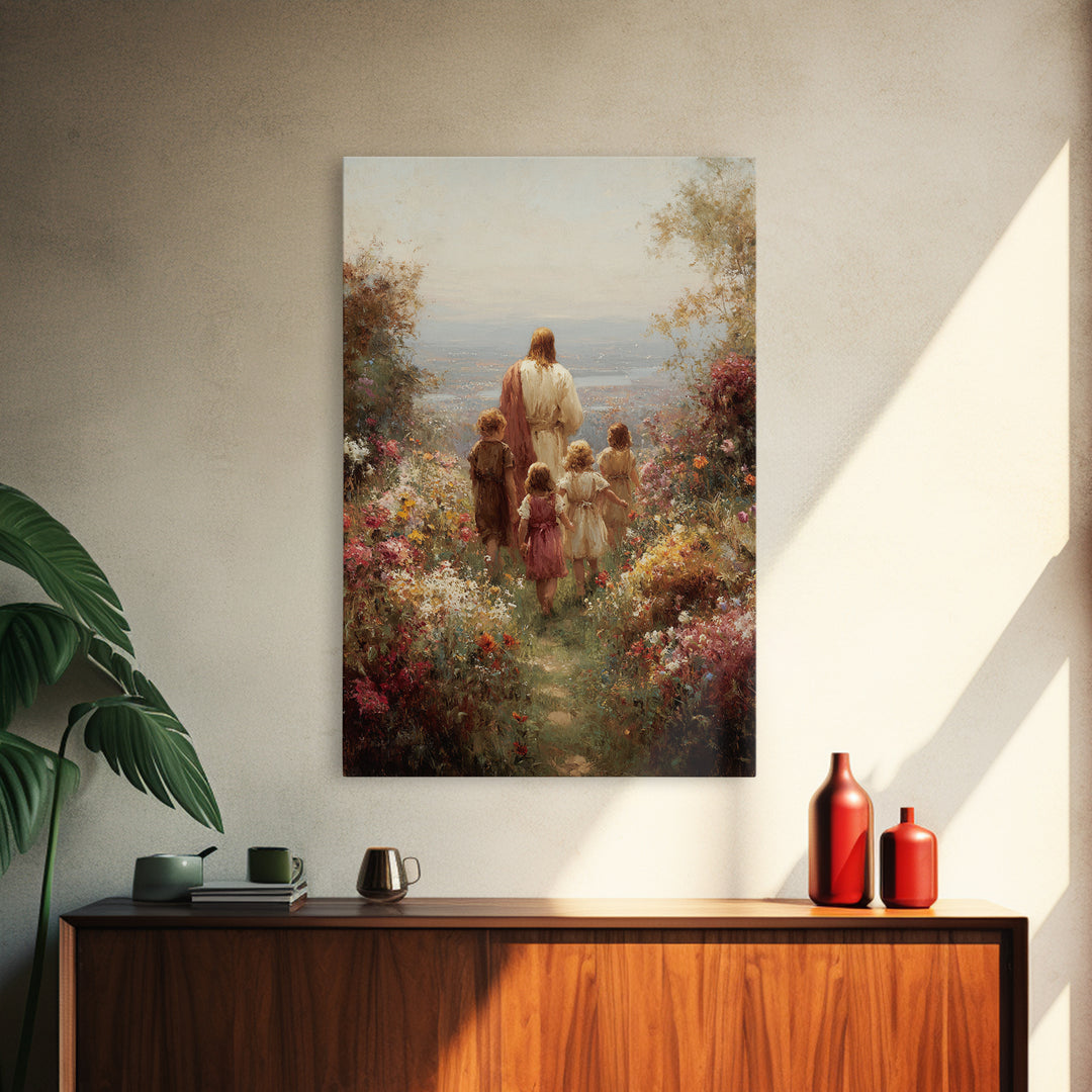 Garden Of Promise – Framed Canvas Print – Christian Art Canvas – Christian Wall Art – Jesus Painting – Christian Decor – Christian Art