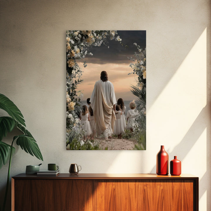 Heaven’s Gentle Walk – Framed Canvas Print – Jesus Painting – Christian Wall Art – Christian Art Canvas – Christian Decor – Christian Art