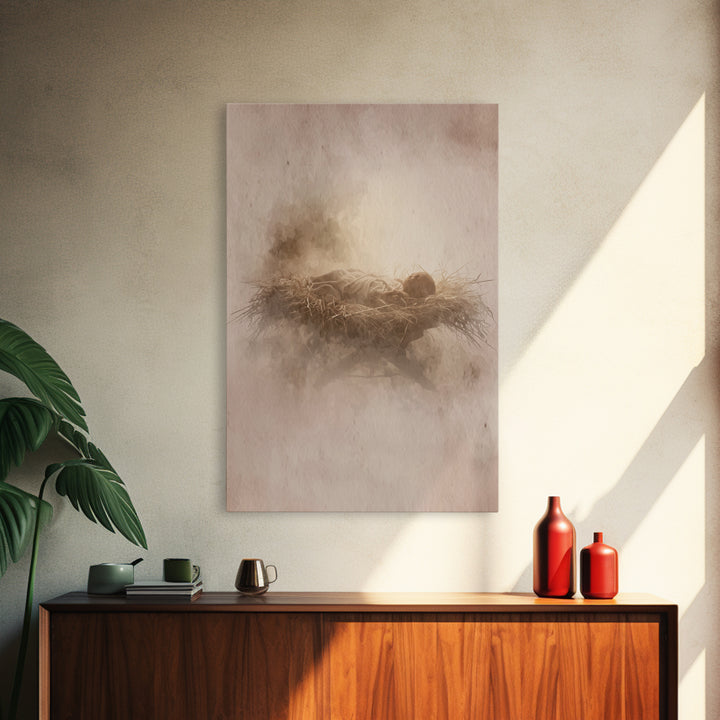 Manger Of Glory – Framed Canvas Print – Christian Christmas Art – Christian Art Canvas – Christian Wall Art – Jesus Painting – Christmas Ar
