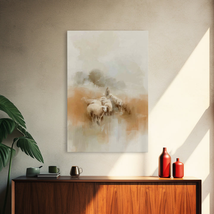 Guardian Of The Flock | Framed Canvas Print | Jesus Painting | Christian Wall Art | Christian Art Canvas | Christian Decor | Christian Chri