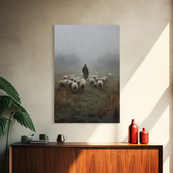 The Shepherd’s Road – Framed Canvas Print – Christian Art Canvas – Christian Wall Art – Jesus Painting – Moody Christian Art – Christian Gi