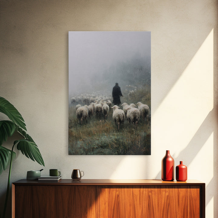 Still Pasture Calm, Framed Canvas Print, Christian Art Work, Large Christian Art, Jesus Painting, Christian Art Canvas, Christian Gift Idea