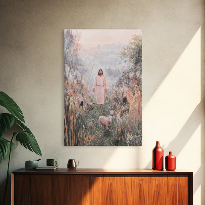 Dawn Shepherd Light, Framed Canvas Print, Christian Art Print, Jesus Art Print, Christian Wall Art, Unique Christian Art, Christian Christm