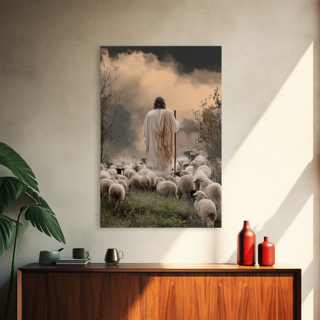 Shepherd Of Morning – Framed Canvas Print – Christian Decor For Home – Christian Art Canvas – Jesus Painting – Christian Wall Art – Christm