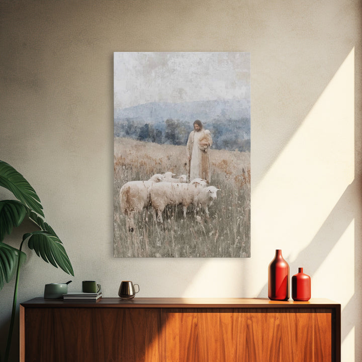 Shepherds Of Peace – Framed Canvas Print – Christian Wall Art – Jesus Painting – Christian Decor – Pastoral Scenery – Christian Art Canvas