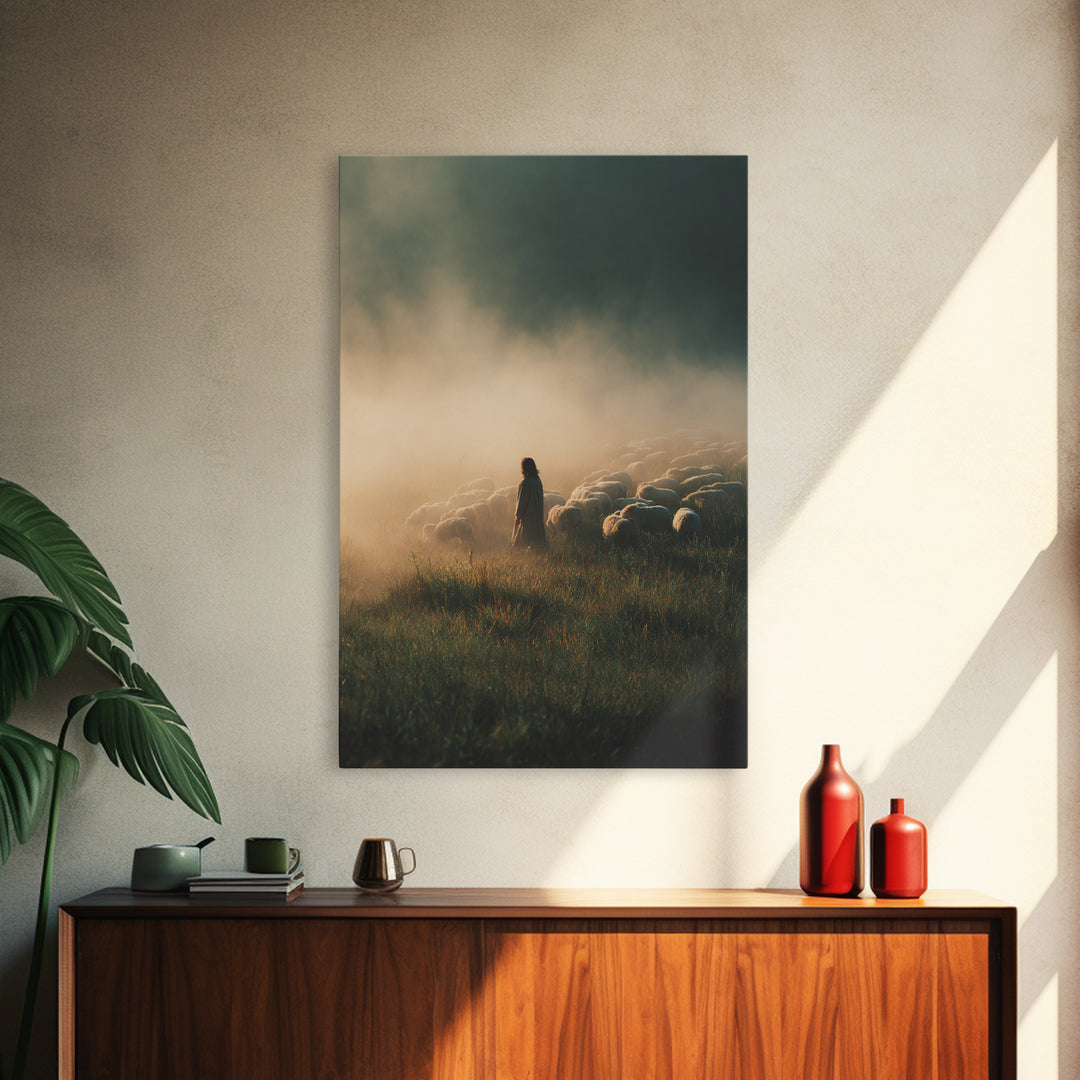Dawn Of Guidance – Framed Canvas Print – Christian Wall Art – Large Jesus Painting – Christian Art Canvas – Christian Christmas Art – Chris