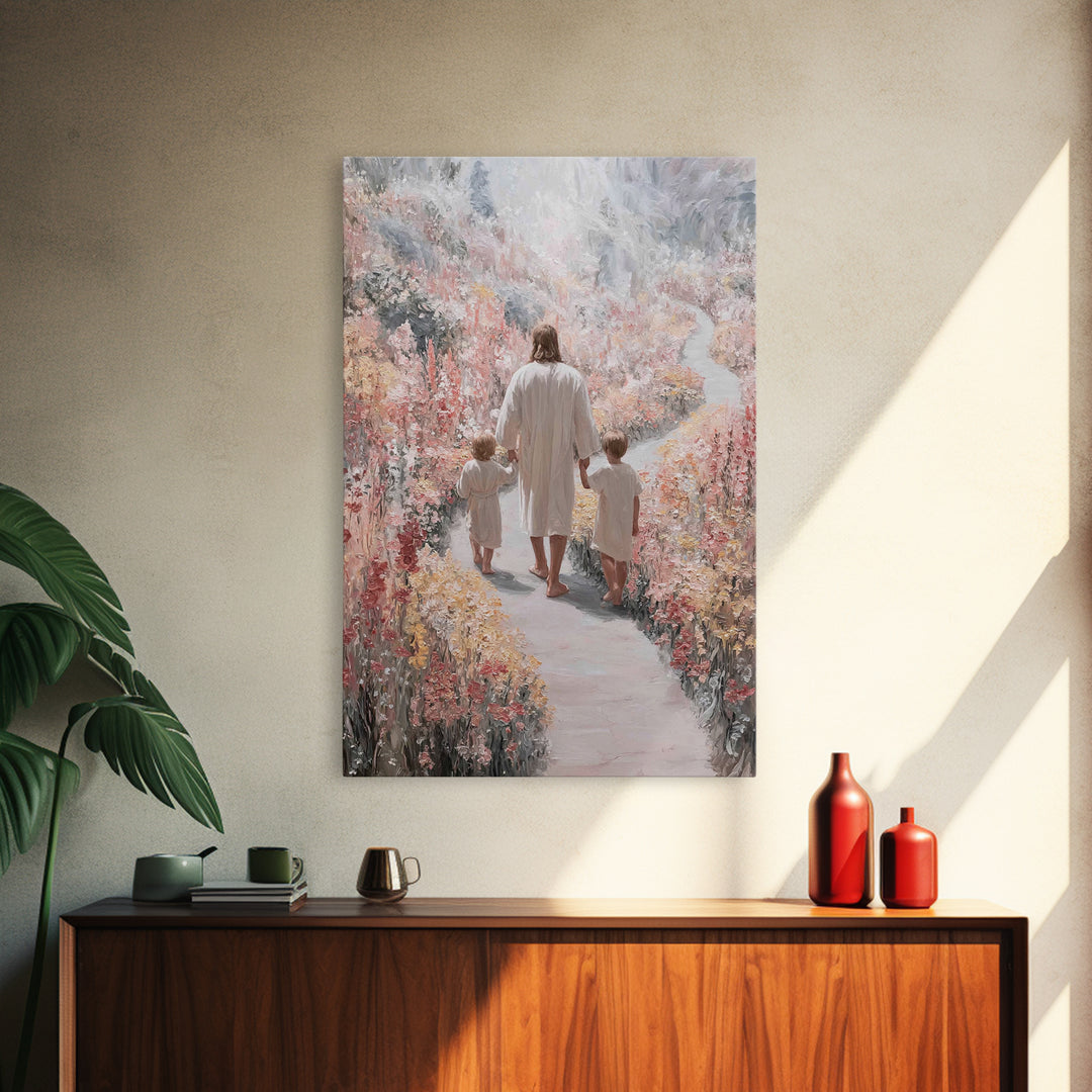 Wildflower Journey, Framed Canvas Print, Christian Art Canvas, Christian Wall Art, Jesus Painting, Subtle Christian Art, Christian Decorati