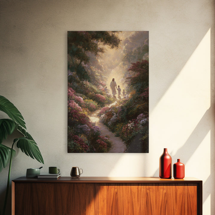 Footsteps Of Heaven | Framed Canvas Print | Christian Christmas Art | Jesus Painting | Christian Wall Art | Christian Art Canvas | Christma