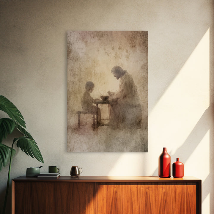 Quiet Communion – Framed Canvas Print – Christian Wall Art – Christian Art Canvas – Jesus Painting – Minimalist Christian Art – Christian D