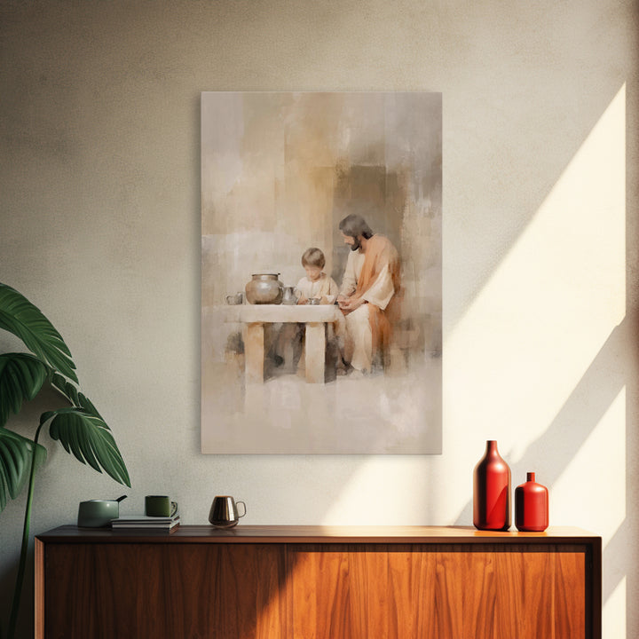 Table Of Blessing – Framed Canvas Print – Christian Wall Art – Christian Art Canvas – Jesus Painting – Subtle Christian Art – Christian Gif