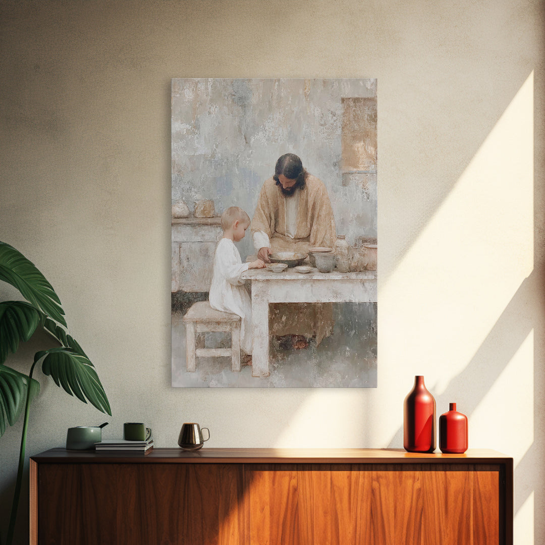 Humble Teaching – Framed Canvas Print – Christian Wall Art – Christian Art Canvas – Jesus Painting – Vintage Christian Art – Christian Home