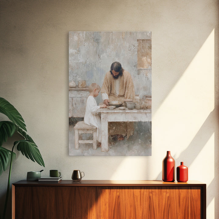 Humble Teaching – Framed Canvas Print – Christian Wall Art – Christian Art Canvas – Jesus Painting – Vintage Christian Art – Christian Home