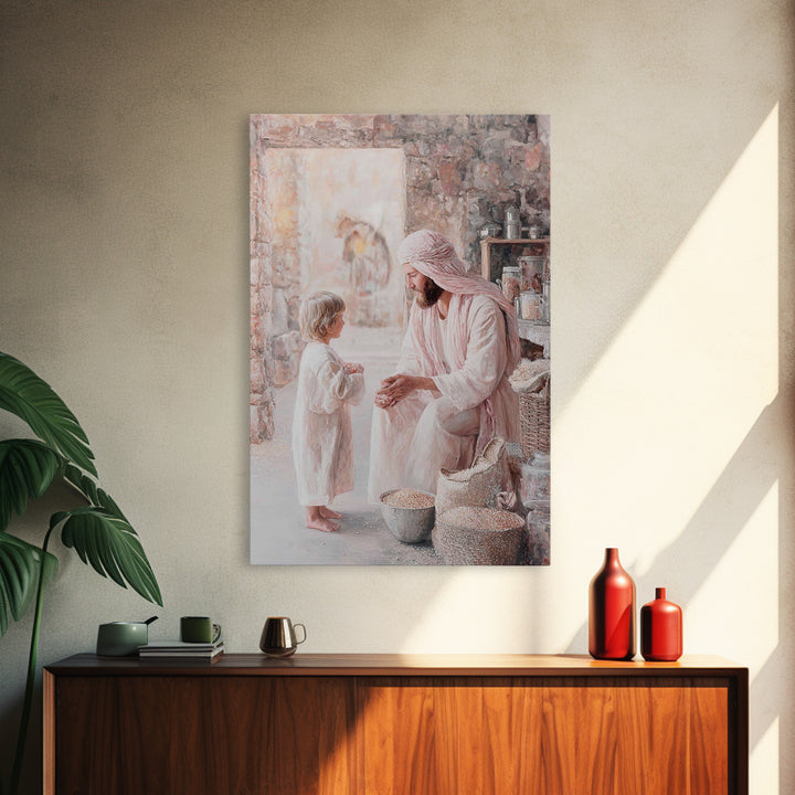 Gentle Provision – Framed Canvas Print – Christian Wall Art – Jesus Painting – Christian Art Canvas – Rustic Christian Art – Christian Deco