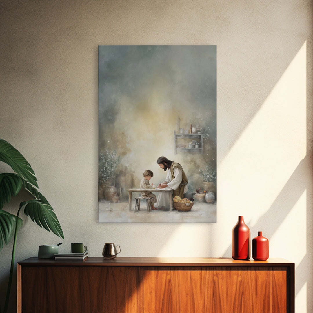 Sacred Learning – Framed Canvas Print – Christian Wall Art – Christian Art Canvas – Jesus Painting – Minimalist Christian Art – Christian G