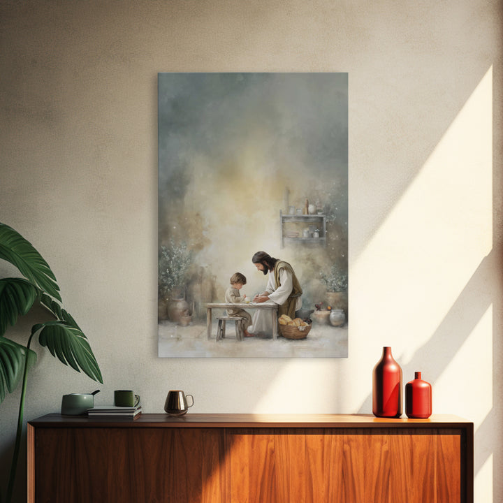 Sacred Learning – Framed Canvas Print – Christian Wall Art – Christian Art Canvas – Jesus Painting – Minimalist Christian Art – Christian G