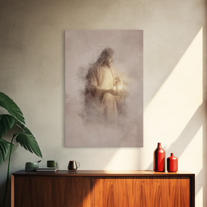 Heavenly Glow – Framed Canvas Print – Christian Wall Art – Jesus Painting – Christian Art Canvas – Subtle Christian Art – Christian Home De