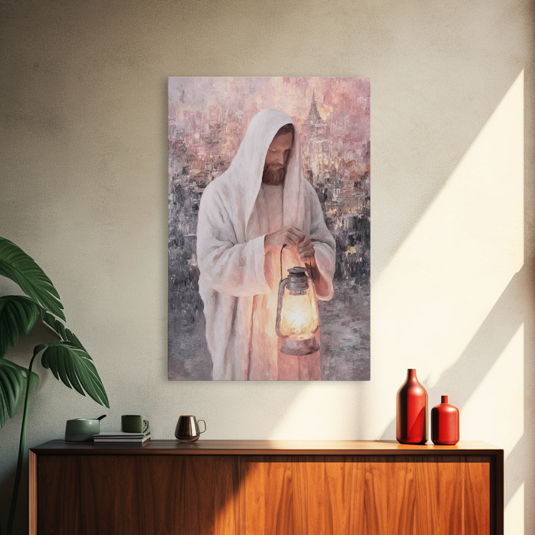 City Of Light – Framed Canvas Print – Christian Wall Art – Jesus Painting – Christian Art Canvas – Modern Christian Art – Christian Gift Id
