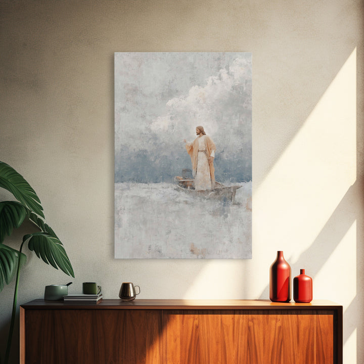 Master Of Seas – Framed Canvas Print – Christian Wall Art – Christian Art Canvas – Jesus Painting – Large Christian Art – Christian Decorat