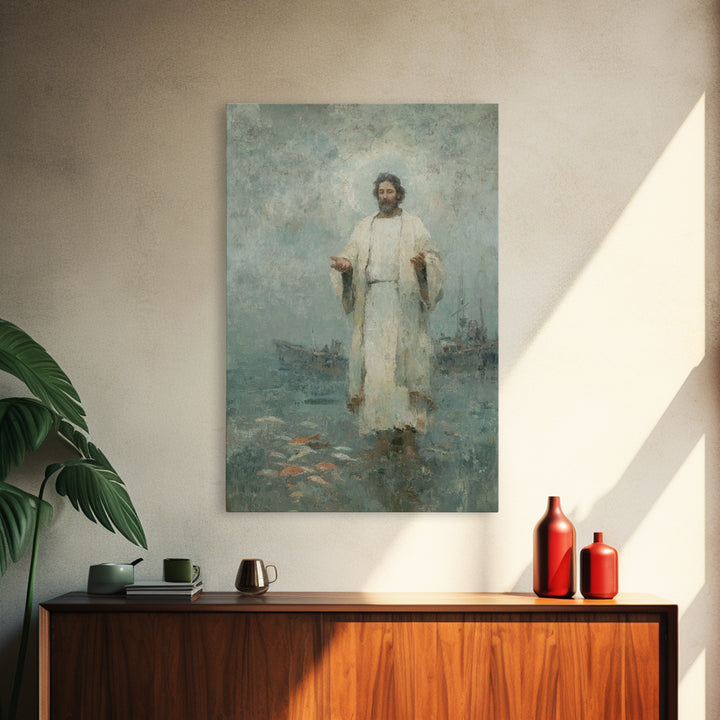 Divine Calling – Framed Canvas Print – Christian Wall Art – Christian Art Canvas – Jesus Painting – Vintage Christian Art – Christian Art W