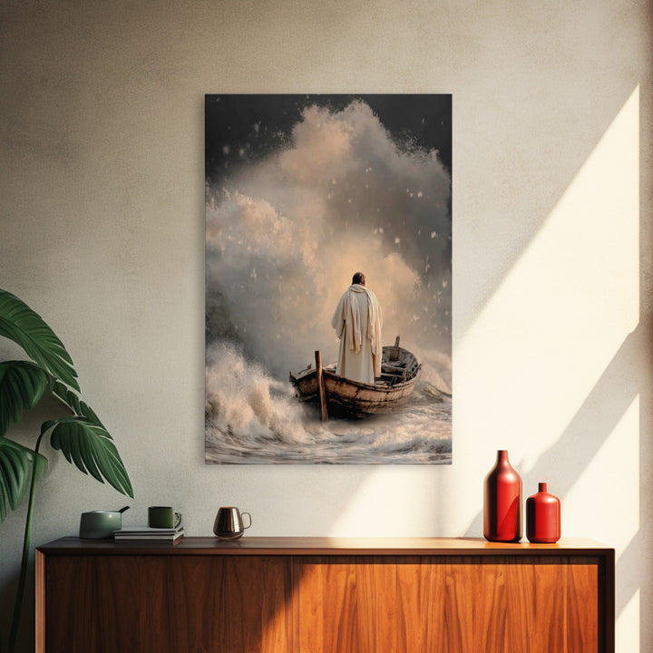 Stormfront Messiah – Framed Canvas Print – Christian Wall Art – Jesus Painting – Modern Christian Art – Christian Decor – Christmas Art
