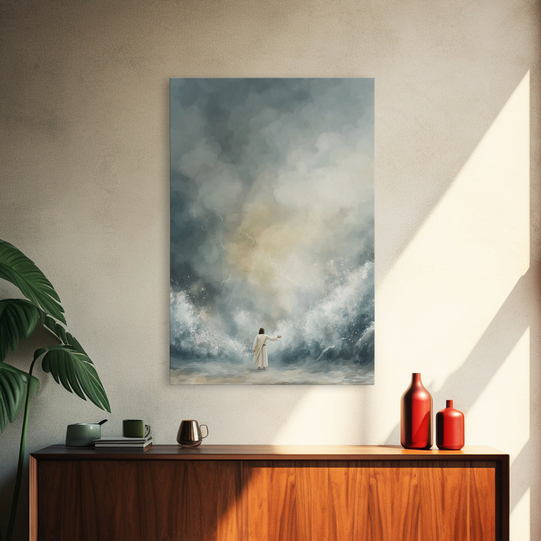 Thunderous Mercy | Framed Canvas Print | Jesus Art Print | Christian Wall Art | Modern Christian Painting | Christian Christmas Art | Chris