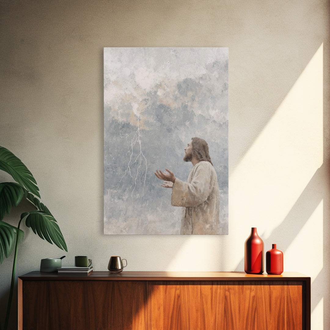 Stormward Prayer – Framed Canvas Print – Christian Decor – Jesus Painting Canvas – Christian Art Work – Modern Christian Art – Christmas Ar