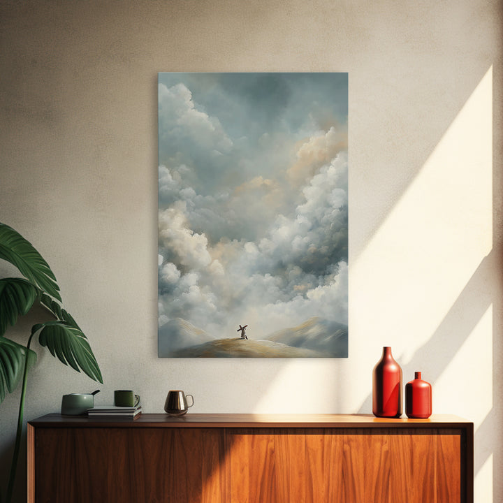 Clouds of Promise | Framed Canvas Print | Christian Art Canvas | Christian Wall Art | Jesus Painting | Modern Christian Art | Christian Dec