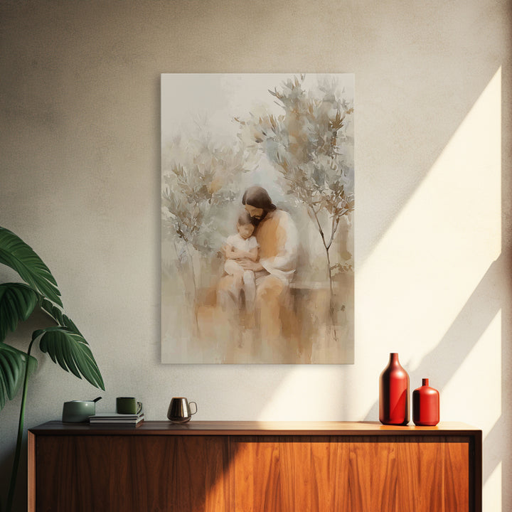 Autumn Embrace – Framed Canvas Print – Christian Art Canvas – Jesus Wall Art – Christian Paintings – Christian Decorations – Moody Christia