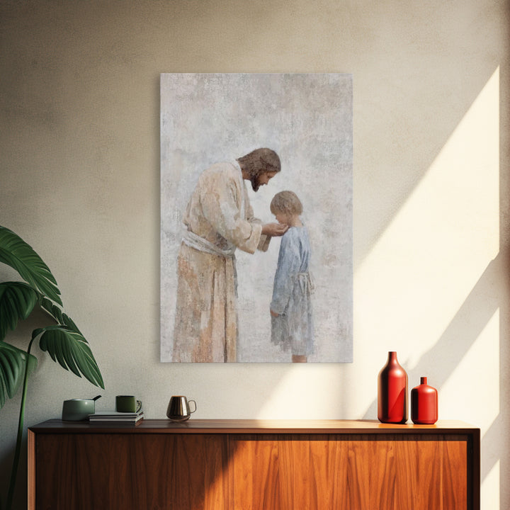 Child of Mercy – Framed Canvas Print – Christian Art Canvas – Christian Wall Art – Jesus Art Print – Subtle Christian Art – Christian Decor