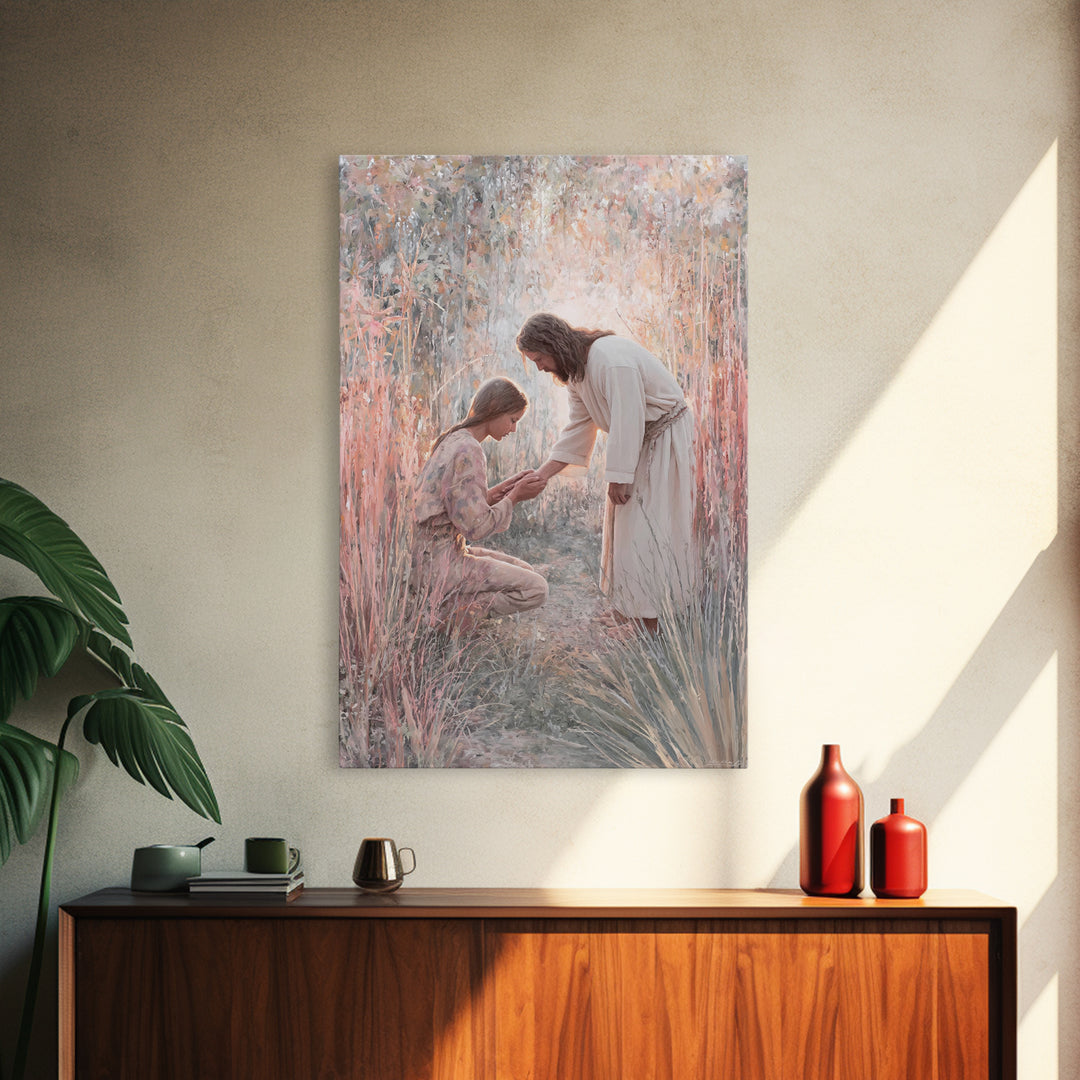 Path of Healing, Framed Canvas Print, Christian Art Canvas, Jesus Painting, Christian Wall Art, Christian Art Print, Modern Christian Art