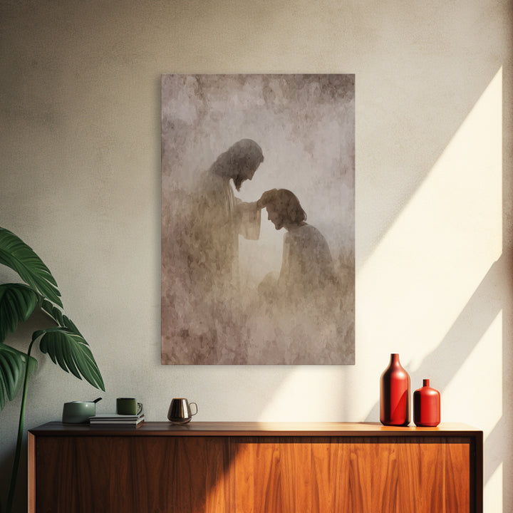 Quiet Anointed Light – Framed Canvas Print – Jesus Painting – Christian Art Print – Christian Wall Art – Christian Art Canvas – Christian G