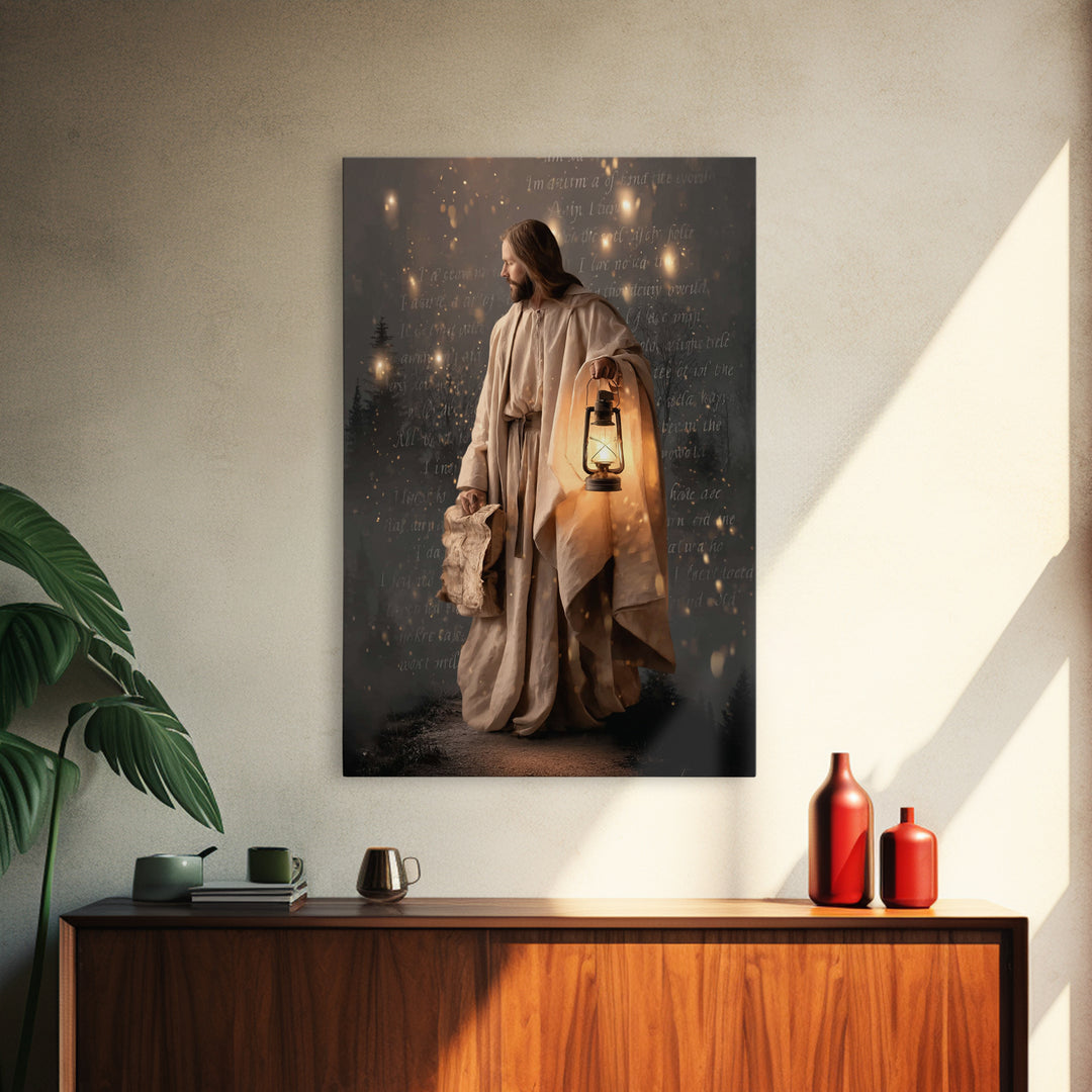 Guiding Through Night – Framed Canvas Print – Christian Wall Art – Christian Gift Ideas – Christian Art Print – Jesus Painting – Christian