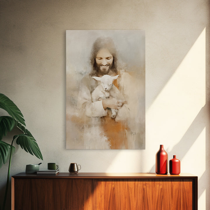 Lamb of Joy – Framed Canvas Print – Christian Art Canvas – Christian Painting – Jesus Art Print – Christian Wall Art – Christian Decor – Ch