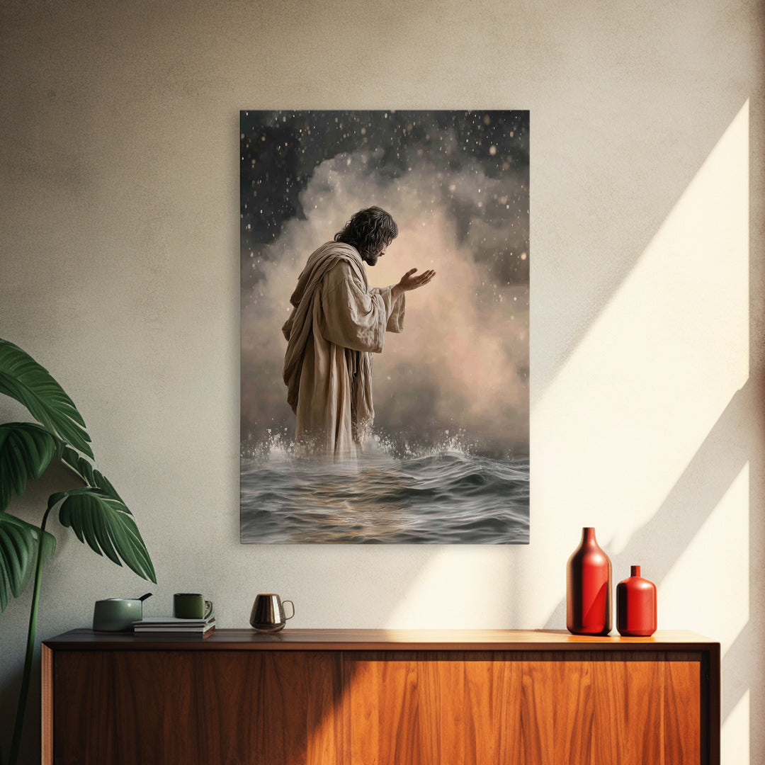 Prayerful Light – Framed Canvas Print – Christian Art Print – Christian Art Canvas – Christian Wall Art – Christian Gift Ideas – Jesus Pain