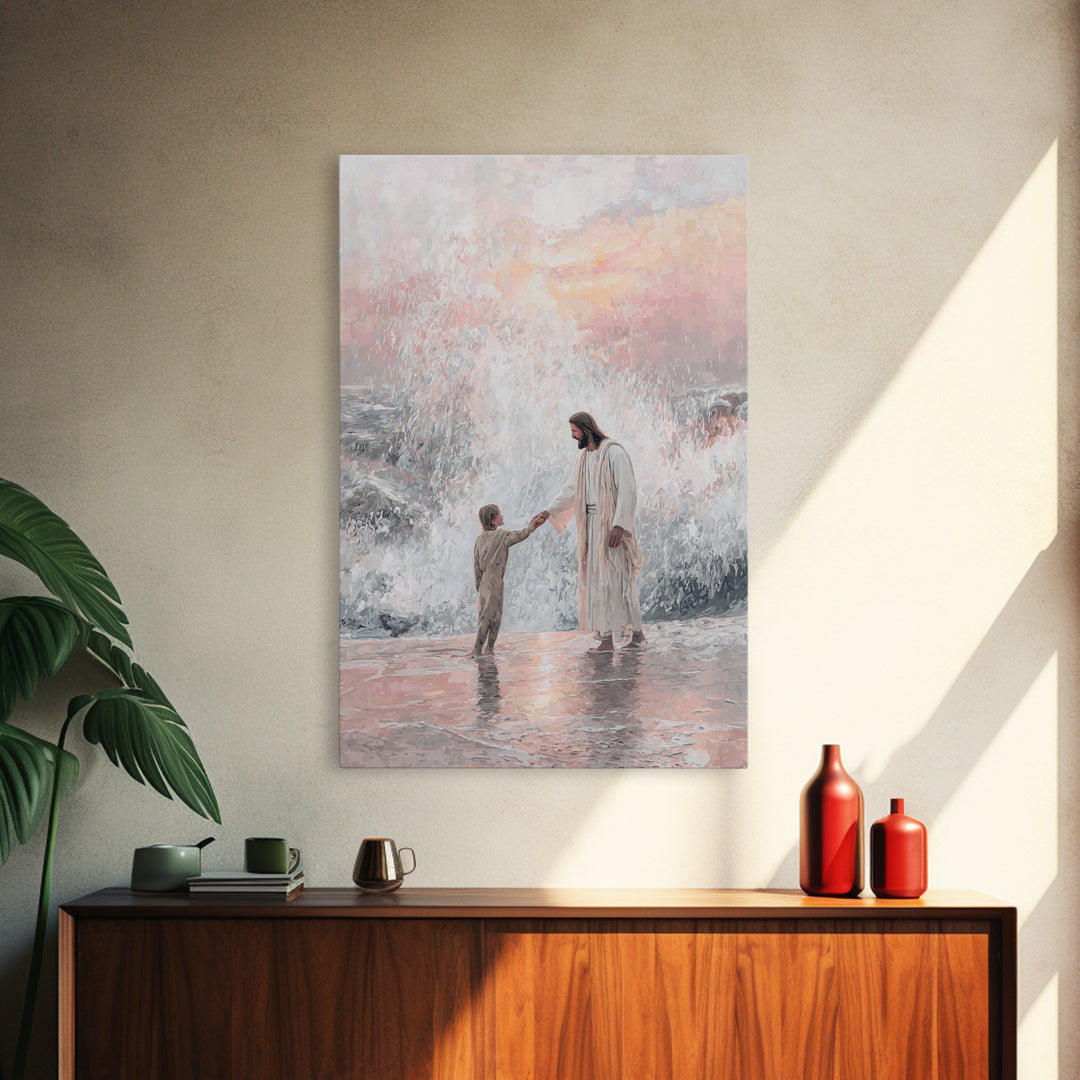 Waves of Trust – Framed Canvas Print – Christian Art Canvas – Christian Gift Ideas – Christian Wall Art – Jesus Painting – Christian Art Pr
