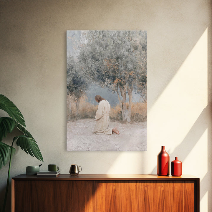 Humble Devotion, Framed Canvas Print, Jesus Painting, Christian Wall Art, Subtle Christian Paintings, Christian Art Canvas, Christian Chris