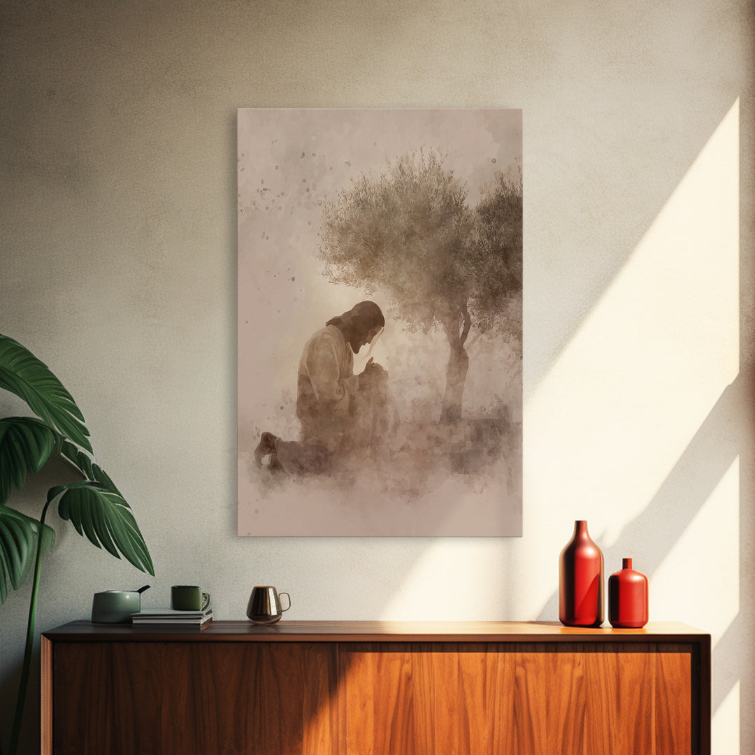 Evening Grace | Framed Canvas Print | Christian Wall Art | Jesus Painting Canvas | Modern Christian Painting | Christian Art Work | Christi