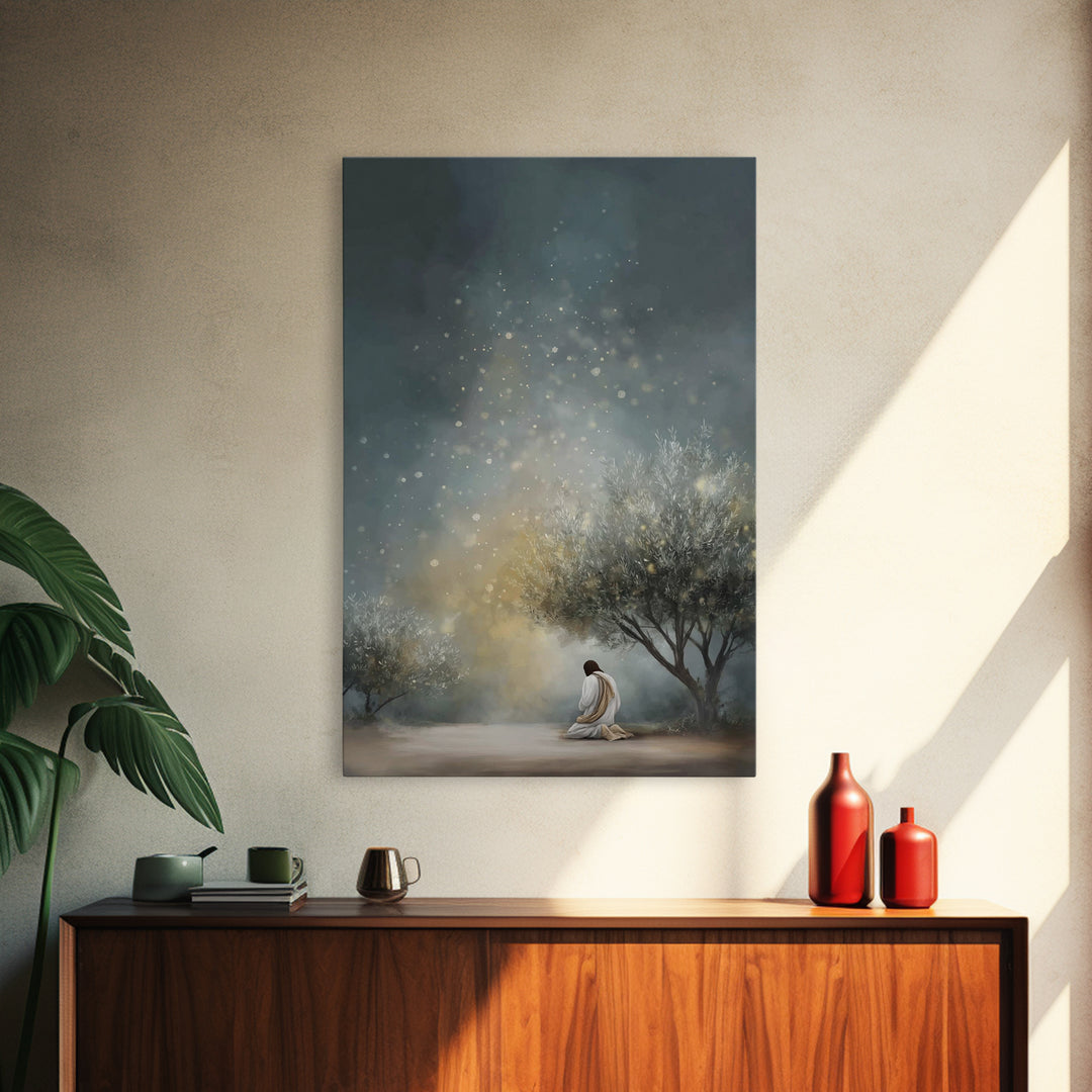Sacred Solitude – Framed Canvas Print – Christian Art Canvas – Large Christian Painting – Jesus Wall Art – Vintage Christian Art – Christia