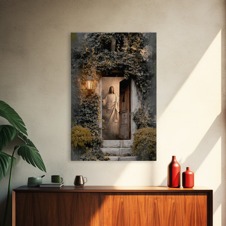 Radiant Threshold Light, Framed Canvas Print, Christian Wall Art, Jesus Canvas Art, Large Christian Painting, Christian Art Work, Christian