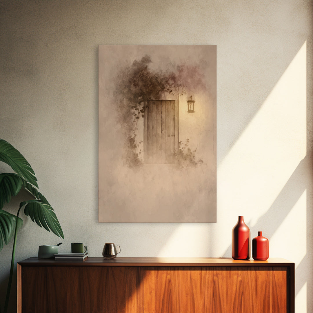 Silent Doorway Grace – Framed Canvas Print – Christian Art Canvas – Minimalist Christian Art – Christian Wall Art – Subtle Christian Painti