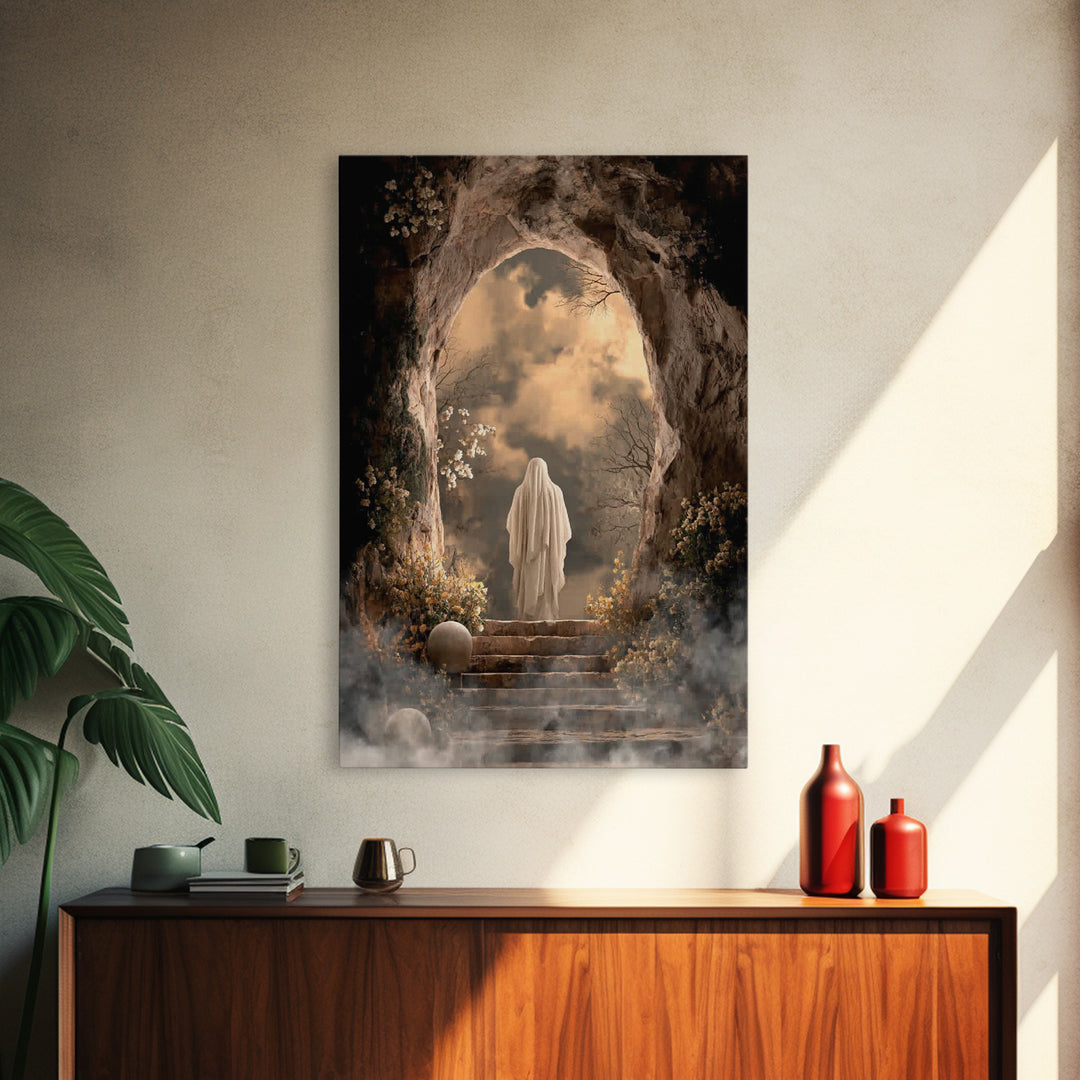Sacred Ascent – Framed Canvas Print – Christian Art Canvas – Christian Painting – Jesus Painting – Christian Decor – Subtle Christian Art