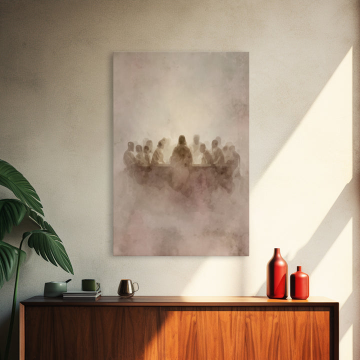 Sacred Supper | Framed Canvas Print | Christian Wall Art | Jesus Painting | Christian Art Canvas | Minimalist Christian Art | Christian Gif