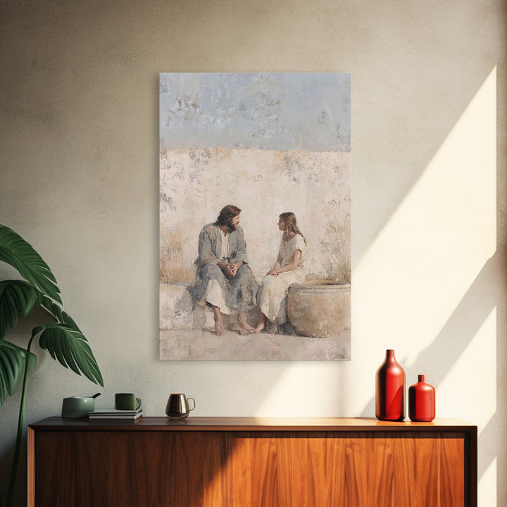 Living Water Grace – Framed Canvas Print – Christian Art Canvas – Christian Wall Art – Jesus Painting – Subtle Christian Art – Christian Gi