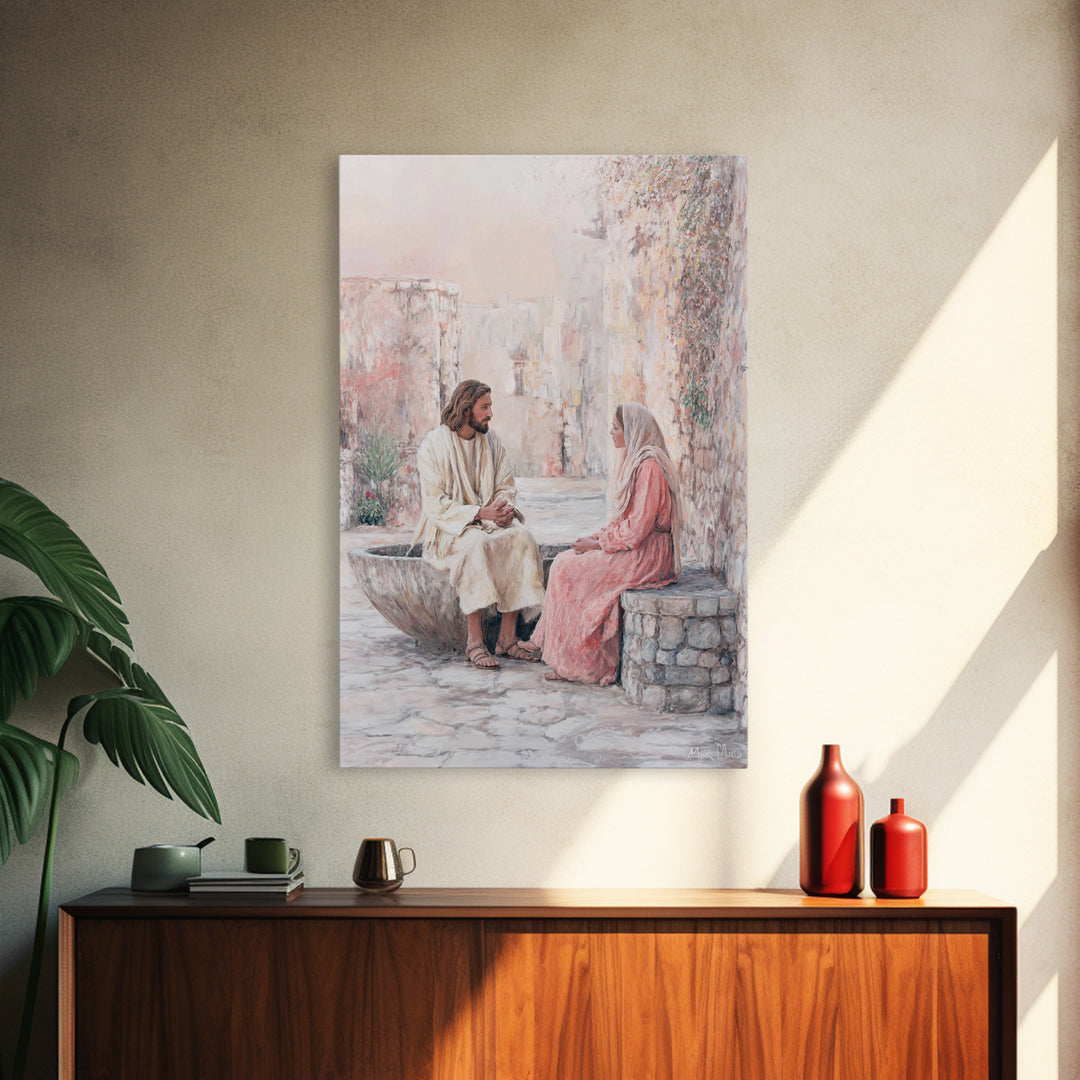 Gentle Conversation | Framed Canvas Print | Christian Art | Christian Wall Art | Jesus Painting | Christian Art Canvas | Christian Gift Ide